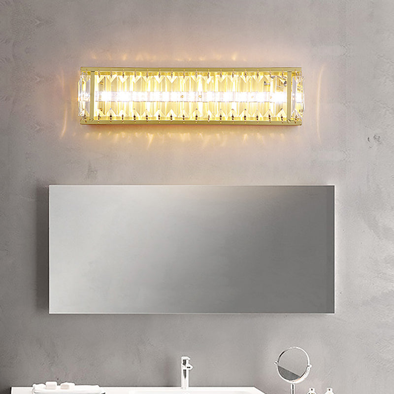Minimalism Rectangle Vanity Wall Sconce Prismatic Crystal LED Bathroom Wall Mount Light in Black/Gold Clearhalo 'Modern wall lights' 'Modern' 'Vanity Lights' 'Wall Lights' Lighting' 1713217