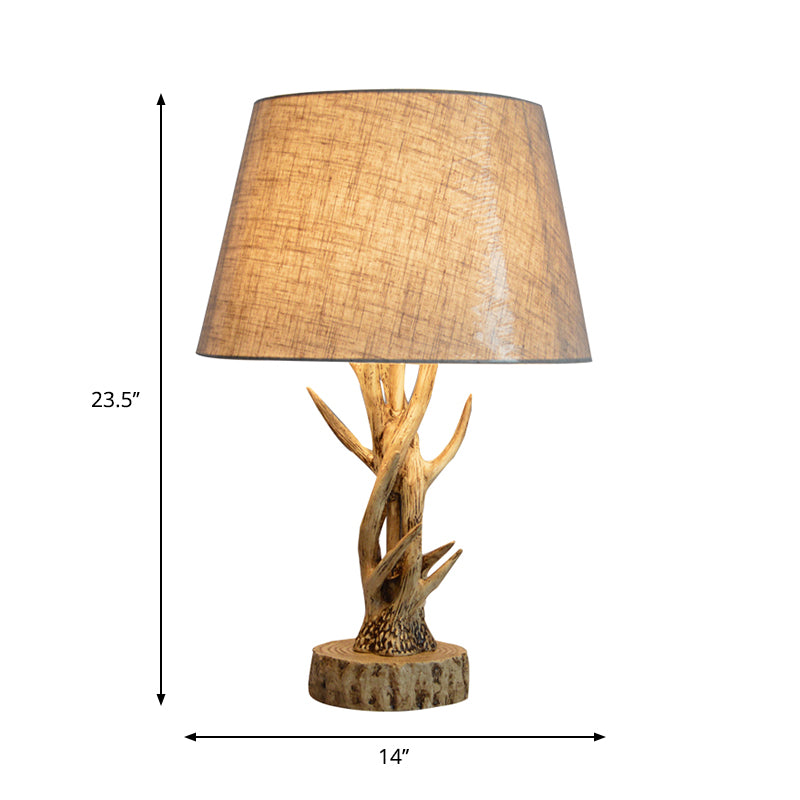Fabric Beige Table Light Tapered 1 Bulb Traditional Desk Lighting with Tree Branch Design Clearhalo 'Lamps' 'Table Lamps' Lighting' 1713227
