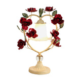 Beige/Blue Single Head Night Light Classic White Glass Bloom Reading Book Lamp with Heart Frame and Rose Design Clearhalo 'Lamps' 'Table Lamps' Lighting' 1713238