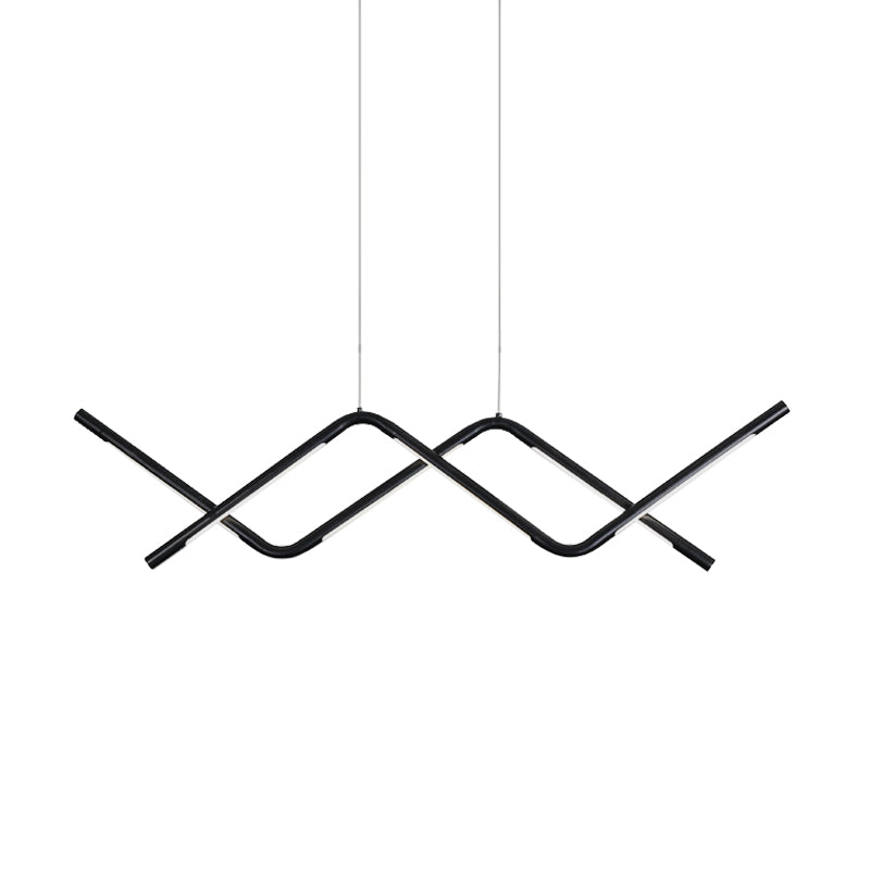 Minimalist Waved Hanging Lamp Acrylic Dining Room LED Island Light Fixture in Black Clearhalo 'Ceiling Lights' 'Island Lights' Lighting' 1713266