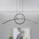 Aluminum Arch Chandelier Light Kit Modern LED Island Lamp with Ringed Design in Black Black