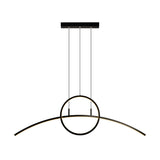 Aluminum Arch Chandelier Light Kit Modern LED Island Lamp with Ringed Design in Black Clearhalo 'Ceiling Lights' 'Island Lights' Lighting' 1713270
