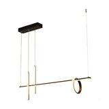 Black Linear Island Light Modern LED Metallic Pendant Lighting with Dual Lines and Ring Clearhalo 'Ceiling Lights' 'Island Lights' Lighting' 1713294