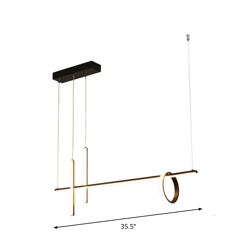 Black Linear Island Light Modern LED Metallic Pendant Lighting with Dual Lines and Ring Clearhalo 'Ceiling Lights' 'Island Lights' Lighting' 1713295