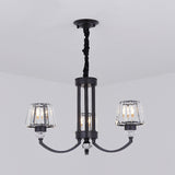 Modernist Cone Ceiling Pendant Crystal Rectangle 3/6 Lights Dining Room Hanging Chandelier in Black Clearhalo 'Ceiling Lights' 'Chandeliers' 'Modern Chandeliers' 'Modern' Lighting' 1713313