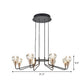 6/8 Bulbs Living Room Suspension Light Minimalism Black Chandelier with Round Faceted Crystal Shade Clearhalo 'Ceiling Lights' 'Chandeliers' 'Modern Chandeliers' 'Modern' Lighting' 1713347