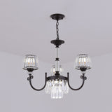 Conical Crystal Prisms Drop Pendant Modernist 3/6 Heads Black Ceiling Chandelier with Curved Arm Clearhalo 'Ceiling Lights' 'Chandeliers' 'Modern Chandeliers' 'Modern' Lighting' 1713358