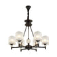 6/8 Heads Restaurant Ceiling Lamp Contemporary Black Chandelier Pendant with Cone Clear Crystal Shade Clearhalo 'Ceiling Lights' 'Chandeliers' 'Modern Chandeliers' 'Modern' Lighting' 1713377