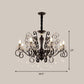 Metallic Candle Hanging Lamp Kit Minimalism 6/8 Bulbs Black Chandelier with Crystal Strands and Curvy Arm Clearhalo 'Ceiling Lights' 'Chandeliers' 'Modern Chandeliers' 'Modern' Lighting' 1713401