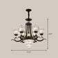 Crystal Block Cylinder Chandelier Minimalist 6/8-Bulb Ceiling Pendant Light with Curvy Arm in Black Clearhalo 'Ceiling Lights' 'Chandeliers' 'Modern Chandeliers' 'Modern' Lighting' 1713423