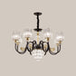 Black Tapered Ceiling Lamp Simplicity 6/8 Lights Prismatic Crystal Chandelier Lighting Fixture with Scroll Arm Clearhalo 'Ceiling Lights' 'Chandeliers' 'Modern Chandeliers' 'Modern' Lighting' 1713436