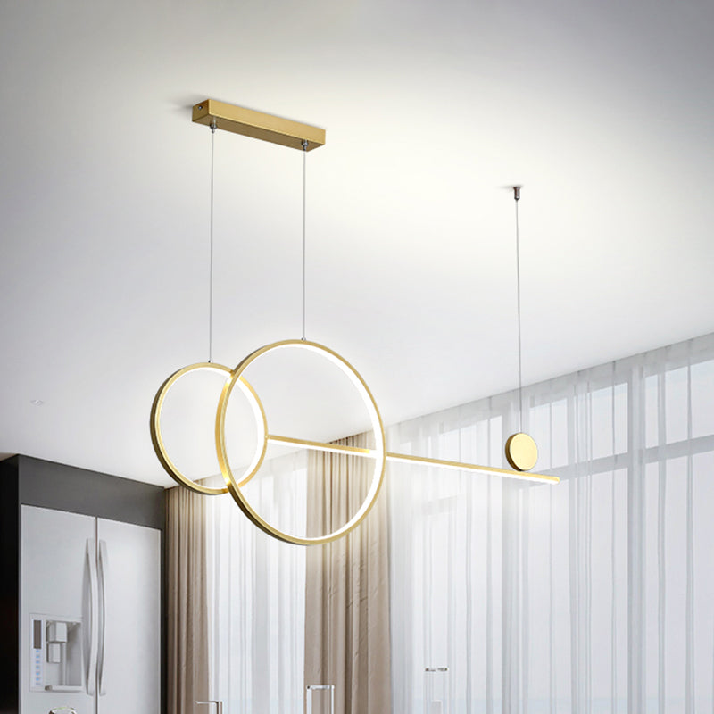 Black/Gold Circular Island Lighting Ideas Nordic LED Acrylic Chandelier Lamp with Line Design Clearhalo 'Ceiling Lights' 'Island Lights' Lighting' 1713478
