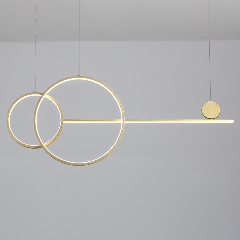 Black/Gold Circular Island Lighting Ideas Nordic LED Acrylic Chandelier Lamp with Line Design Clearhalo 'Ceiling Lights' 'Island Lights' Lighting' 1713479