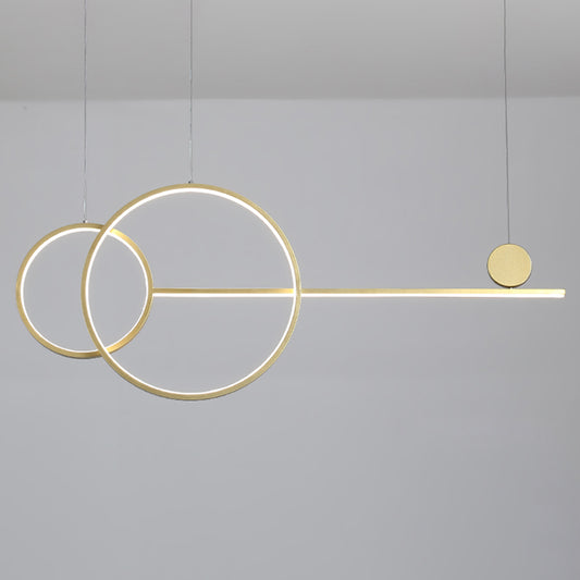 Black/Gold Circular Island Lighting Ideas Nordic LED Acrylic Chandelier Lamp with Line Design Clearhalo 'Ceiling Lights' 'Island Lights' Lighting' 1713479