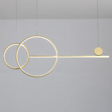 Black/Gold Circular Island Lighting Ideas Nordic LED Acrylic Chandelier Lamp with Line Design Clearhalo 'Ceiling Lights' 'Island Lights' Lighting' 1713479