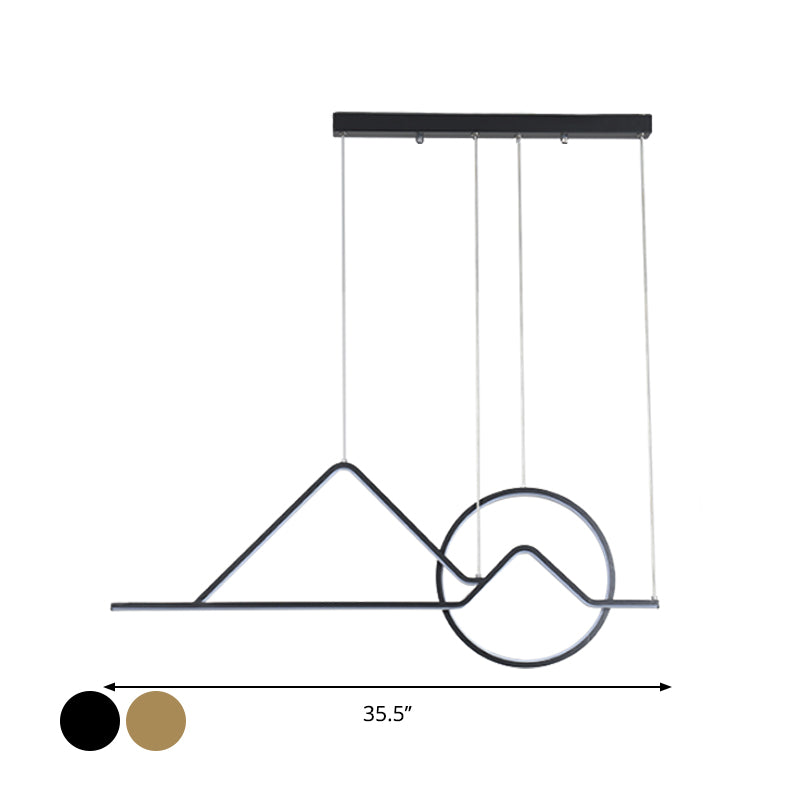 Sunset Metallic Island Hanging Lighting Contemporary Black/Gold LED Pendant Chandelier for Dining Room Clearhalo 'Ceiling Lights' 'Island Lights' Lighting' 1713484