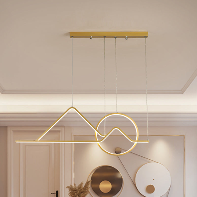 Sunset Metallic Island Hanging Lighting Contemporary Black/Gold LED Pendant Chandelier for Dining Room Clearhalo 'Ceiling Lights' 'Island Lights' Lighting' 1713487