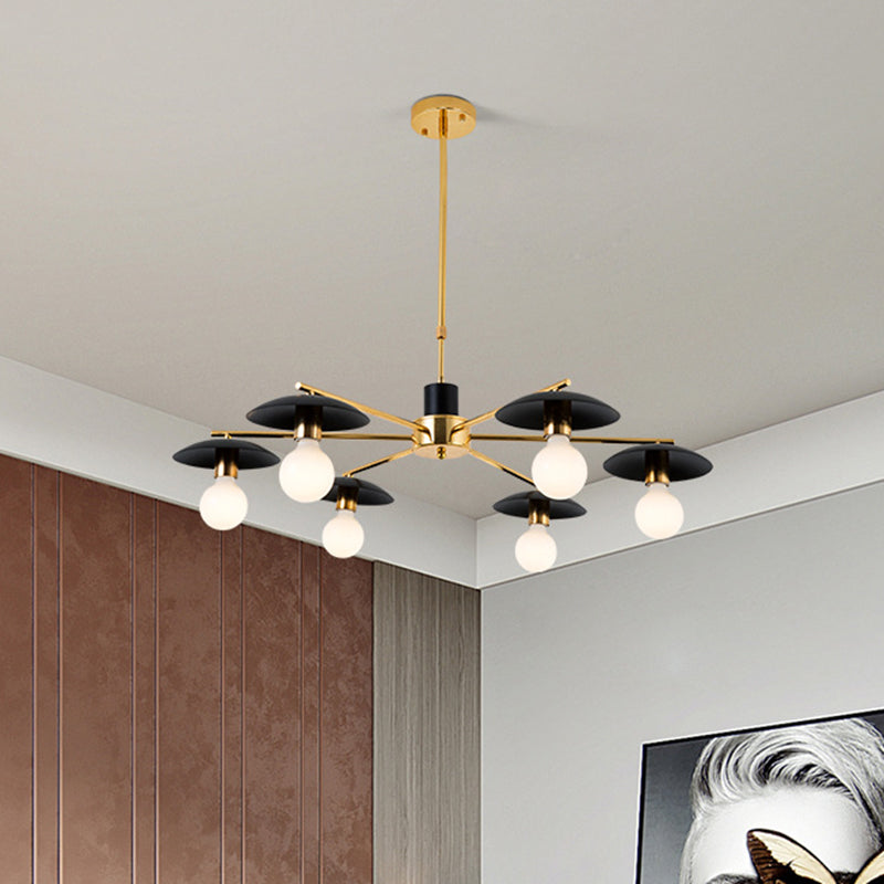 Black Bulb Chandelier Lighting Post Modern 6/8 Lights Frosted Glass Ceiling Pendant Light 6 Black Clearhalo 'Ceiling Lights' 'Chandeliers' 'Modern Chandeliers' 'Modern' Lighting' 1713507
