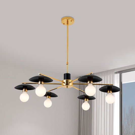 Black Bulb Chandelier Lighting Post Modern 6/8 Lights Frosted Glass Ceiling Pendant Light Clearhalo 'Ceiling Lights' 'Chandeliers' 'Modern Chandeliers' 'Modern' Lighting' 1713508