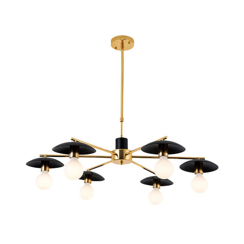 Black Bulb Chandelier Lighting Post Modern 6/8 Lights Frosted Glass Ceiling Pendant Light Clearhalo 'Ceiling Lights' 'Chandeliers' 'Modern Chandeliers' 'Modern' Lighting' 1713509