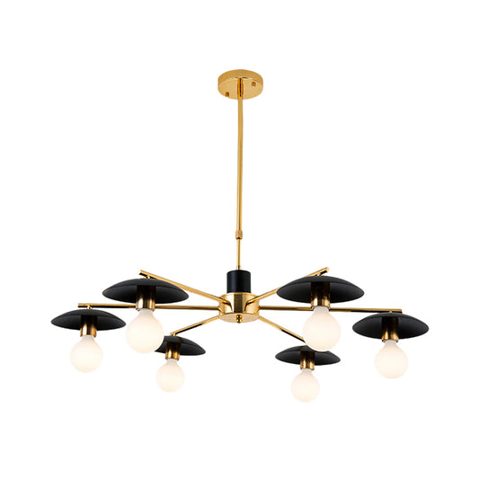 Black Bulb Chandelier Lighting Post Modern 6/8 Lights Frosted Glass Ceiling Pendant Light Clearhalo 'Ceiling Lights' 'Chandeliers' 'Modern Chandeliers' 'Modern' Lighting' 1713509