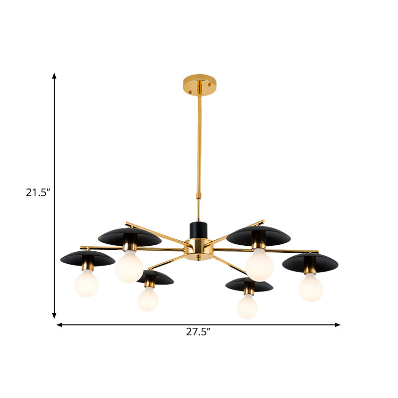 Black Bulb Chandelier Lighting Post Modern 6/8 Lights Frosted Glass Ceiling Pendant Light Clearhalo 'Ceiling Lights' 'Chandeliers' 'Modern Chandeliers' 'Modern' Lighting' 1713510