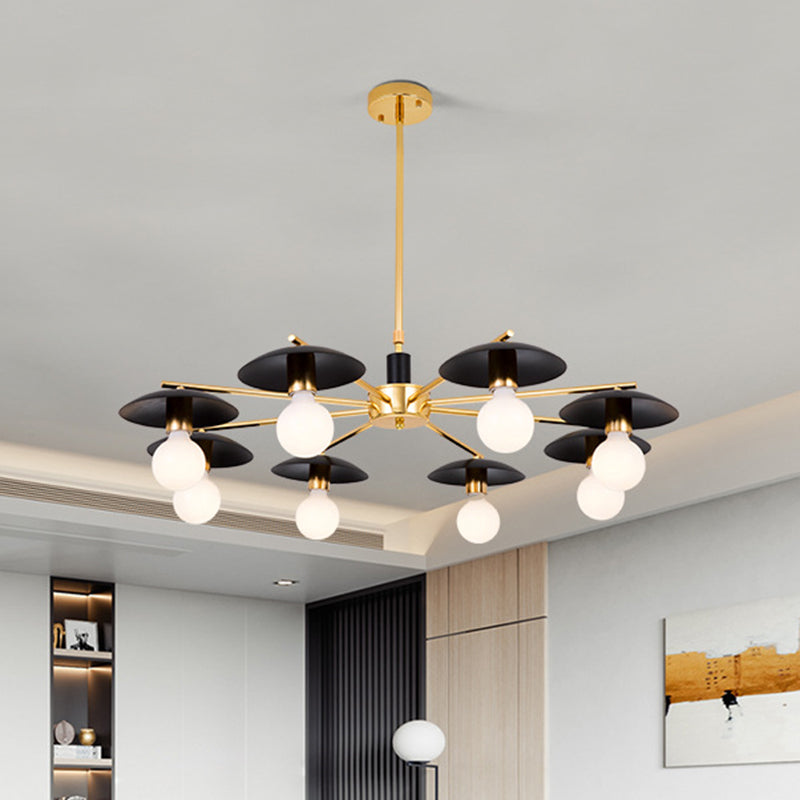 Black Bulb Chandelier Lighting Post Modern 6/8 Lights Frosted Glass Ceiling Pendant Light 8 Black Clearhalo 'Ceiling Lights' 'Chandeliers' 'Modern Chandeliers' 'Modern' Lighting' 1713511