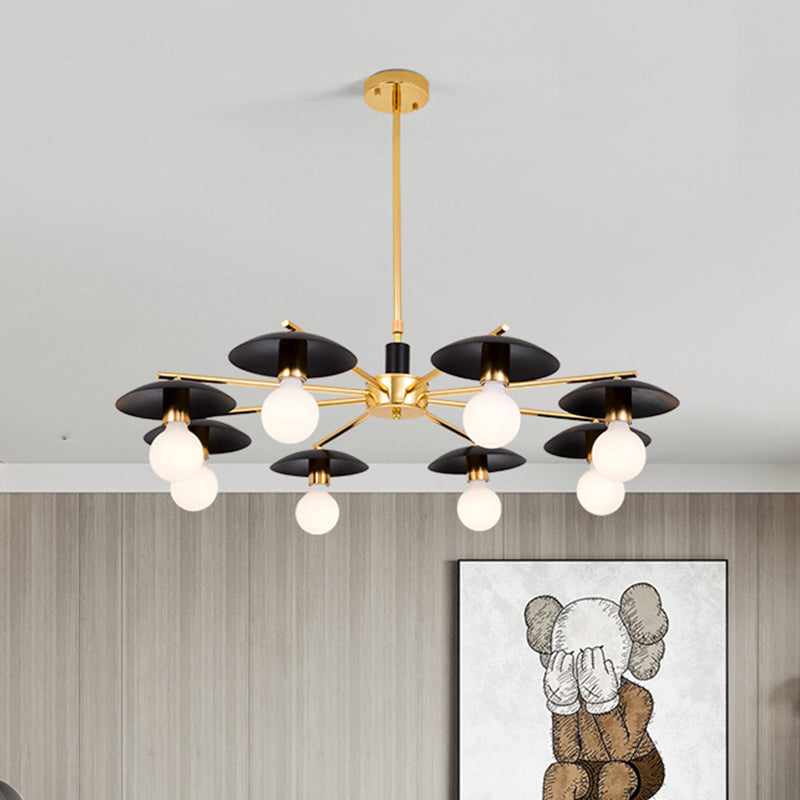Black Bulb Chandelier Lighting Post Modern 6/8 Lights Frosted Glass Ceiling Pendant Light Clearhalo 'Ceiling Lights' 'Chandeliers' 'Modern Chandeliers' 'Modern' Lighting' 1713513