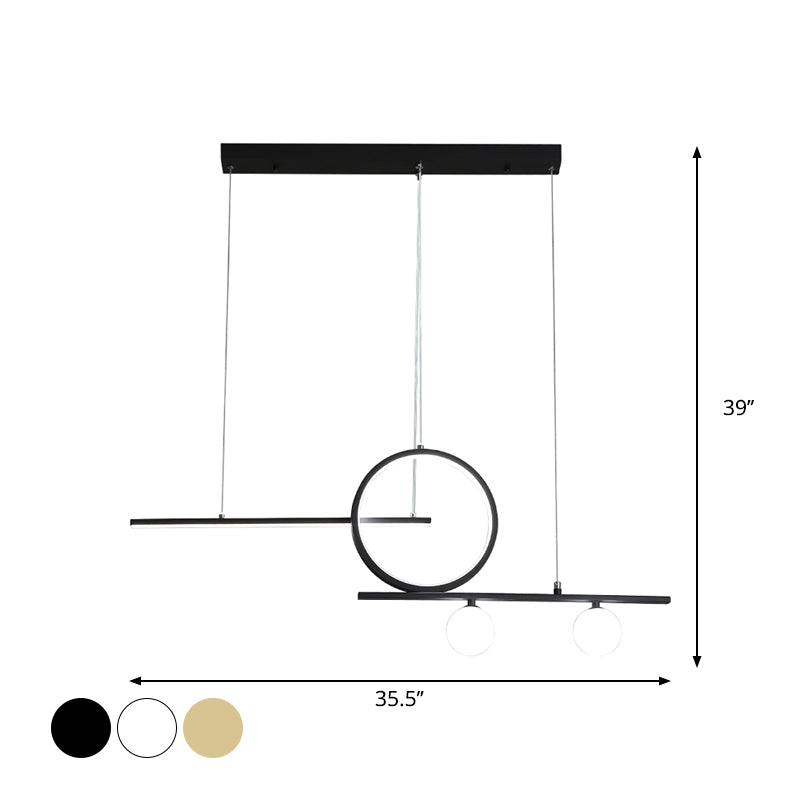 Linear Island Lighting Nordic Metal Black/White/Gold LED Hanging Lamp with Frosted Glass for Dining Room Clearhalo 'Ceiling Lights' 'Island Lights' Lighting' 1713531