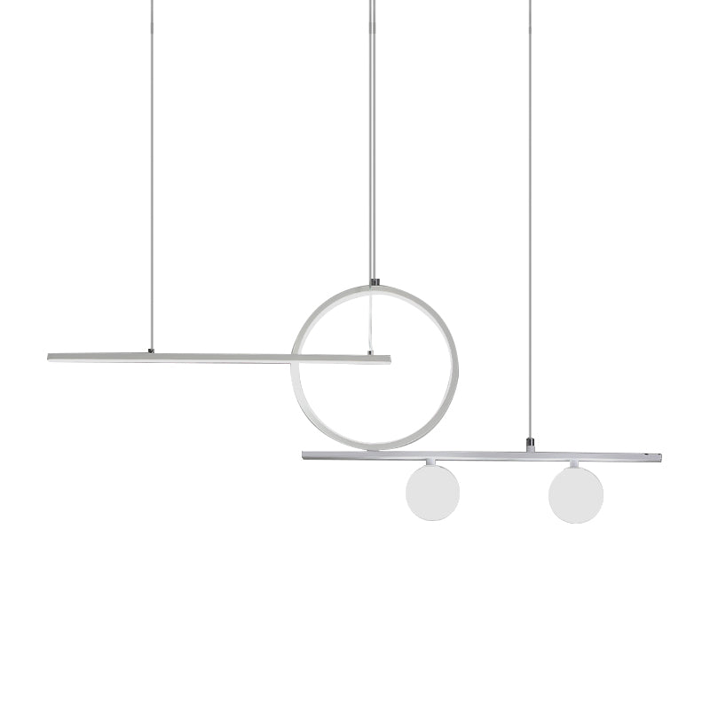 Linear Island Lighting Nordic Metal Black/White/Gold LED Hanging Lamp with Frosted Glass for Dining Room Clearhalo 'Ceiling Lights' 'Island Lights' Lighting' 1713534