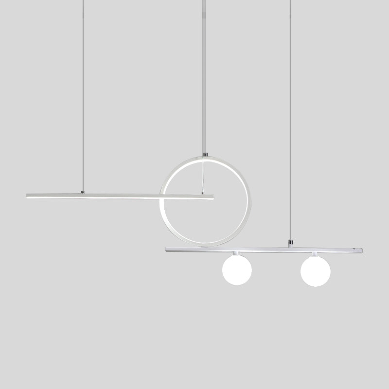 Linear Island Lighting Nordic Metal Black/White/Gold LED Hanging Lamp with Frosted Glass for Dining Room Clearhalo 'Ceiling Lights' 'Island Lights' Lighting' 1713535