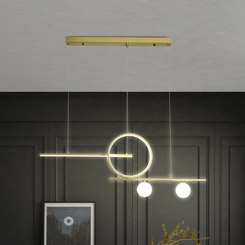 Linear Island Lighting Nordic Metal Black/White/Gold LED Hanging Lamp with Frosted Glass for Dining Room Clearhalo 'Ceiling Lights' 'Island Lights' Lighting' 1713537