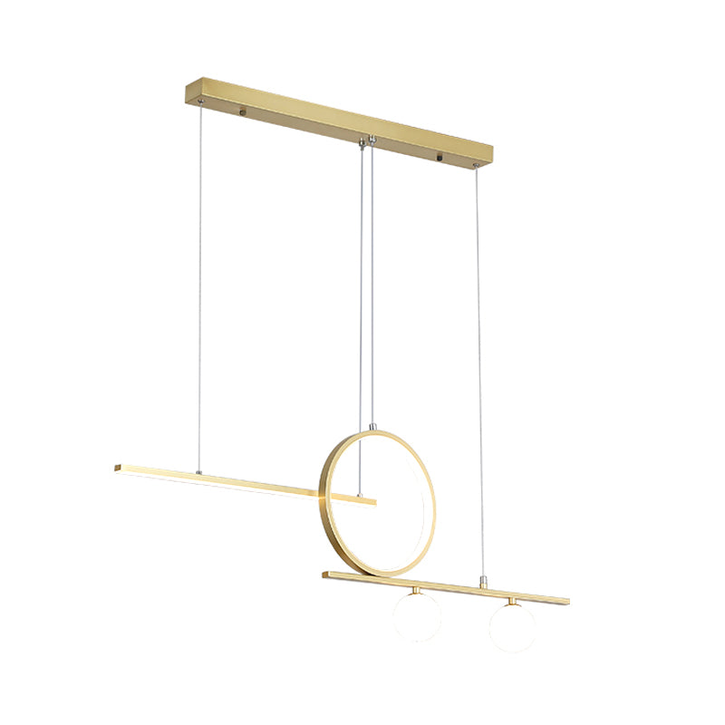 Linear Island Lighting Nordic Metal Black/White/Gold LED Hanging Lamp with Frosted Glass for Dining Room Clearhalo 'Ceiling Lights' 'Island Lights' Lighting' 1713539