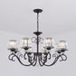 Conic Chandelier Light Fixture Vintage Crystal Prisms 3/6/8 Heads Black Suspension Lighting with Scroll Arm Clearhalo 'Ceiling Lights' 'Chandeliers' 'Modern Chandeliers' 'Modern' Lighting' 1713551