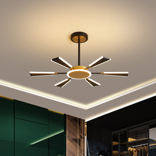 Trapezoid Living Room Chandelier Lamp Metallic 31.5"/39"/47" W LED Modern Pendant Light in Gold, Warm/White Light Clearhalo 'Ceiling Lights' 'Chandeliers' 'Modern Chandeliers' 'Modern' Lighting' 1713554