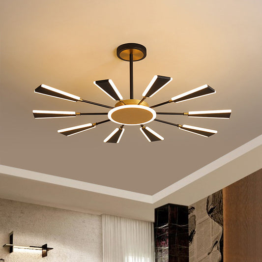 Trapezoid Living Room Chandelier Lamp Metallic 31.5"/39"/47" W LED Modern Pendant Light in Gold, Warm/White Light Clearhalo 'Ceiling Lights' 'Chandeliers' 'Modern Chandeliers' 'Modern' Lighting' 1713562