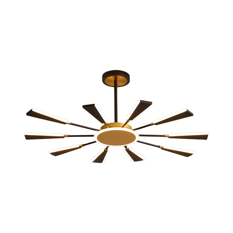 Trapezoid Living Room Chandelier Lamp Metallic 31.5"/39"/47" W LED Modern Pendant Light in Gold, Warm/White Light Clearhalo 'Ceiling Lights' 'Chandeliers' 'Modern Chandeliers' 'Modern' Lighting' 1713564