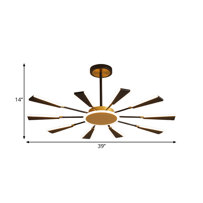 Trapezoid Living Room Chandelier Lamp Metallic 31.5"/39"/47" W LED Modern Pendant Light in Gold, Warm/White Light Clearhalo 'Ceiling Lights' 'Chandeliers' 'Modern Chandeliers' 'Modern' Lighting' 1713565