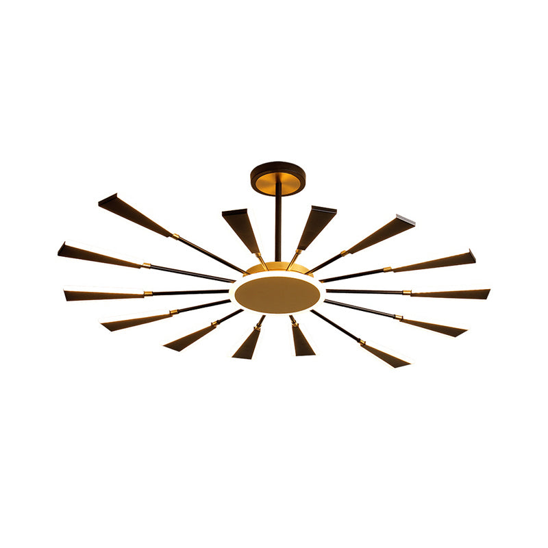 Trapezoid Living Room Chandelier Lamp Metallic 31.5"/39"/47" W LED Modern Pendant Light in Gold, Warm/White Light Clearhalo 'Ceiling Lights' 'Chandeliers' 'Modern Chandeliers' 'Modern' Lighting' 1713568