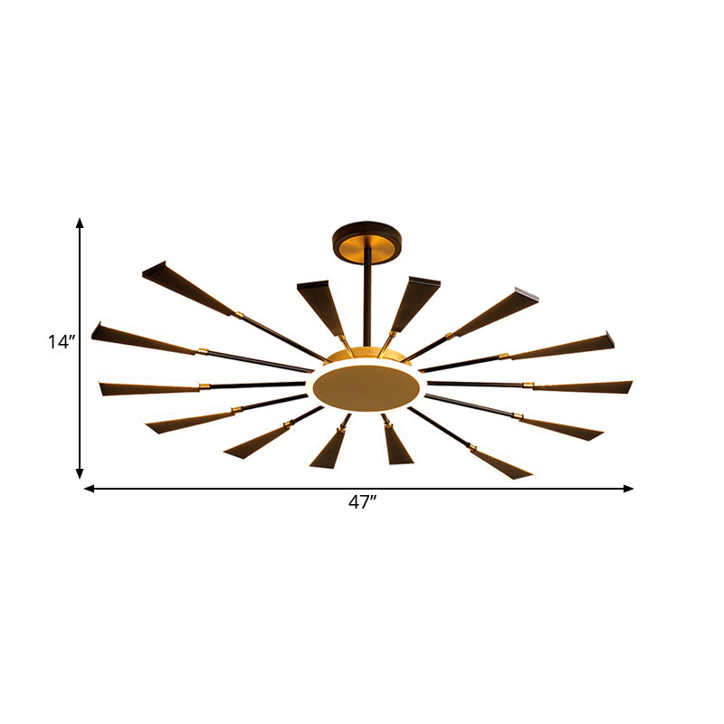 Trapezoid Living Room Chandelier Lamp Metallic 31.5"/39"/47" W LED Modern Pendant Light in Gold, Warm/White Light Clearhalo 'Ceiling Lights' 'Chandeliers' 'Modern Chandeliers' 'Modern' Lighting' 1713570