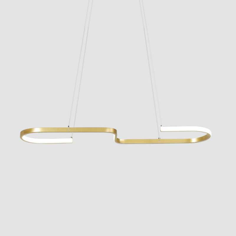 Modernism S-Like Chandelier Lamp Metallic Dining Room LED Island Pendant Light in Black/Gold, Warm/White Light Clearhalo 'Ceiling Lights' 'Island Lights' Lighting' 1713586