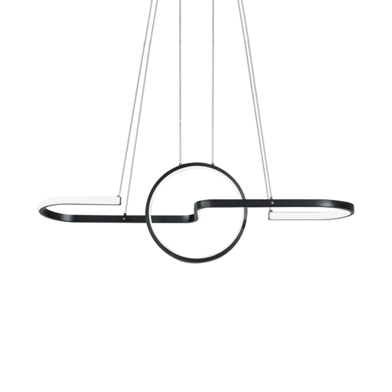 Geometric Dining Room Island Light Metal LED Modernist Hanging Lamp Kit in Black/Gold, Warm/White Light Clearhalo 'Ceiling Lights' 'Island Lights' Lighting' 1713589