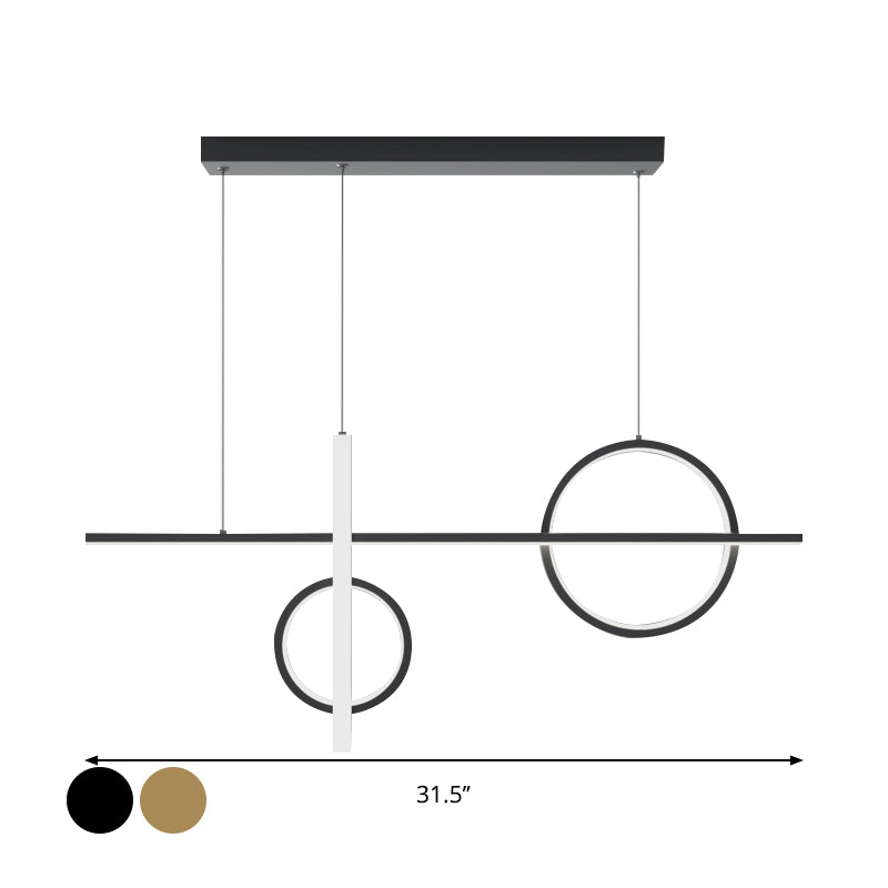 23.5"/31.5" W Acrylic Bike Pendant Lighting Nordic LED Island Lamp Fixture with Rectangle Canopy in Black/Gold Clearhalo 'Ceiling Lights' 'Island Lights' Lighting' 1713599