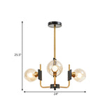 Clear Glass Globe Ceiling Chandelier Antique 3/6 Lights Gold Hanging Pendant Light in Warm/White Light Clearhalo 'Ceiling Lights' 'Chandeliers' 'Modern Chandeliers' 'Modern' Lighting' 1713607