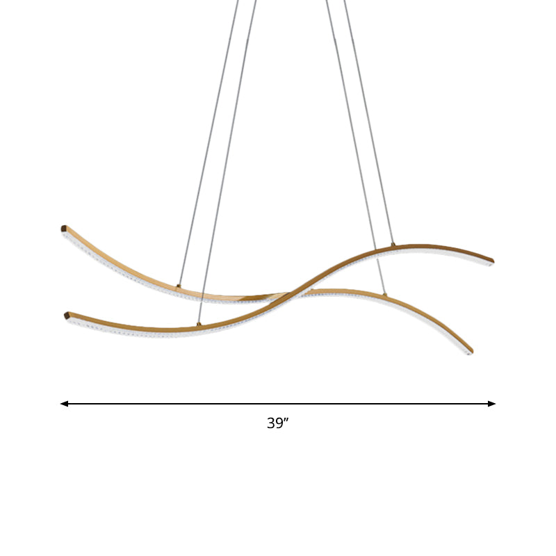 Acrylic Waving Linear Island Pendant Lighting Simple 31.5"/39"/47" W LED Chandelier Light in Gold, Warm/White Light Clearhalo 'Ceiling Lights' 'Island Lights' Lighting' 1713664