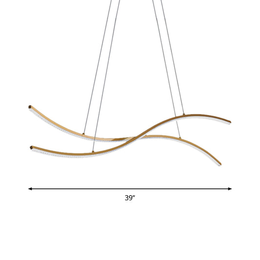 Acrylic Waving Linear Island Pendant Lighting Simple 31.5"/39"/47" W LED Chandelier Light in Gold, Warm/White Light Clearhalo 'Ceiling Lights' 'Island Lights' Lighting' 1713664