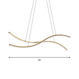Acrylic Waving Linear Island Pendant Lighting Simple 31.5"/39"/47" W LED Chandelier Light in Gold, Warm/White Light Clearhalo 'Ceiling Lights' 'Island Lights' Lighting' 1713664