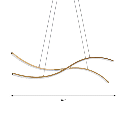 Acrylic Waving Linear Island Pendant Lighting Simple 31.5"/39"/47" W LED Chandelier Light in Gold, Warm/White Light Clearhalo 'Ceiling Lights' 'Island Lights' Lighting' 1713665