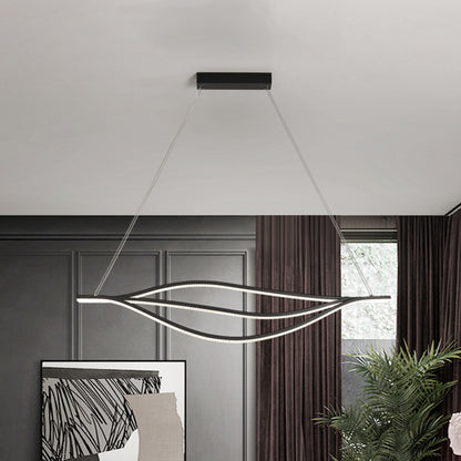 Metallic Leaf-Like Island Lighting Nordic LED Black Pendant Light Kit in Warm/White Light, 31.5"/39"/47" Wide Black Clearhalo 'Ceiling Lights' 'Island Lights' Lighting' 1713666
