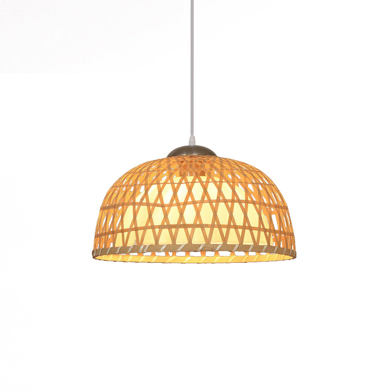 Dome Wood Hanging Lighting Asian 1-Light Beige Ceiling Pendant Light for Restaurant Clearhalo 'Ceiling Lights' 'Modern Pendants' 'Modern' 'Pendant Lights' 'Pendants' Lighting' 1713694